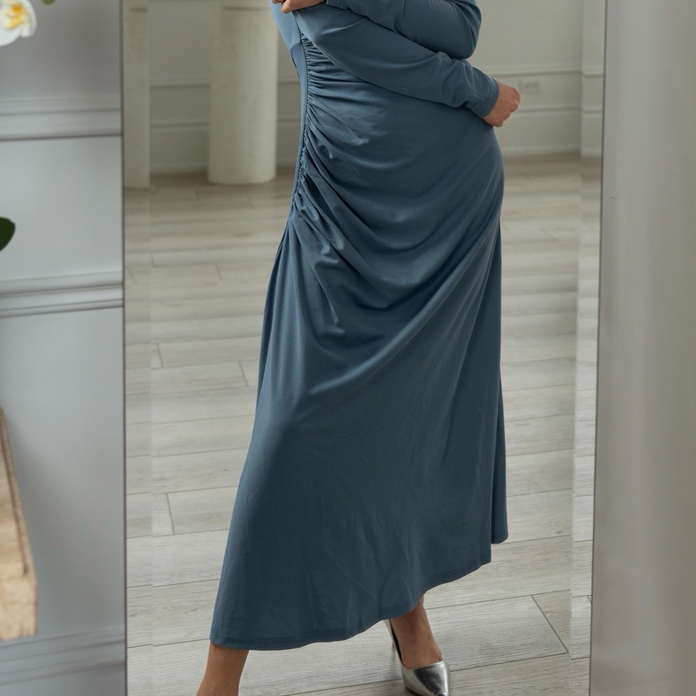 SHEIN Blue Long Sleeve Maxi Dress